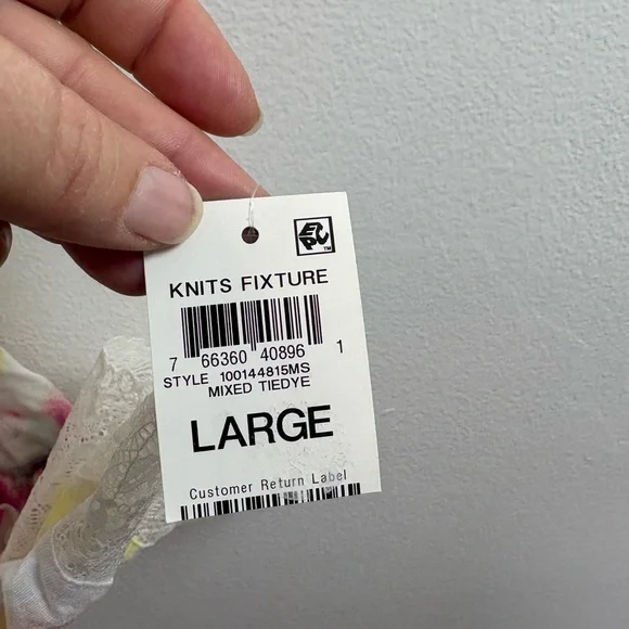 INC International Concepts Lace Trim Tie Dye Short Robe L - Picture 6 of 8